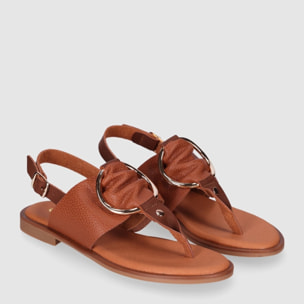 Sandalias de Piel - Cuero - Tacón: 1 cm