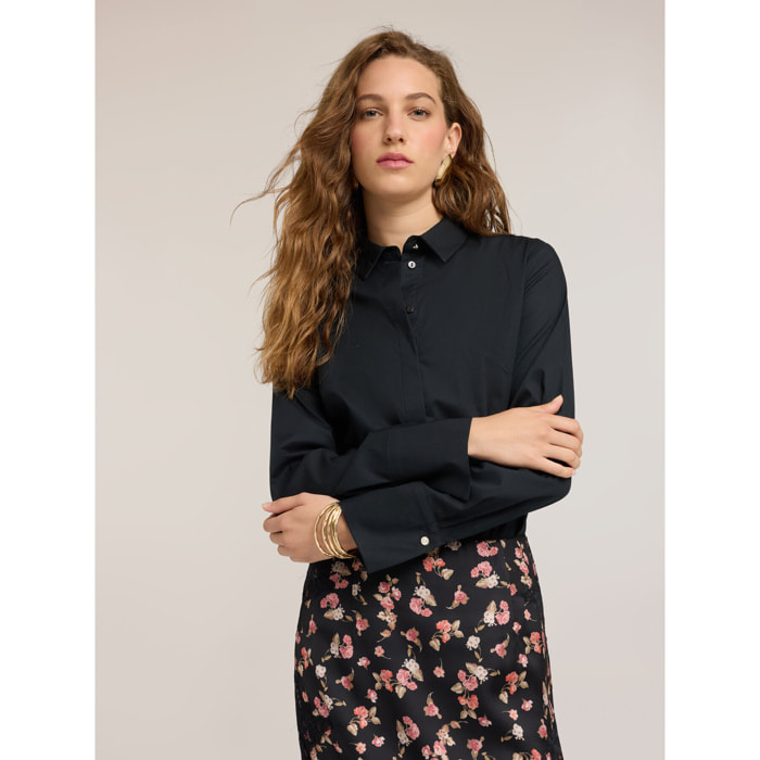 Motivi - Camicia in popeline con bottoni nascosti - Nero