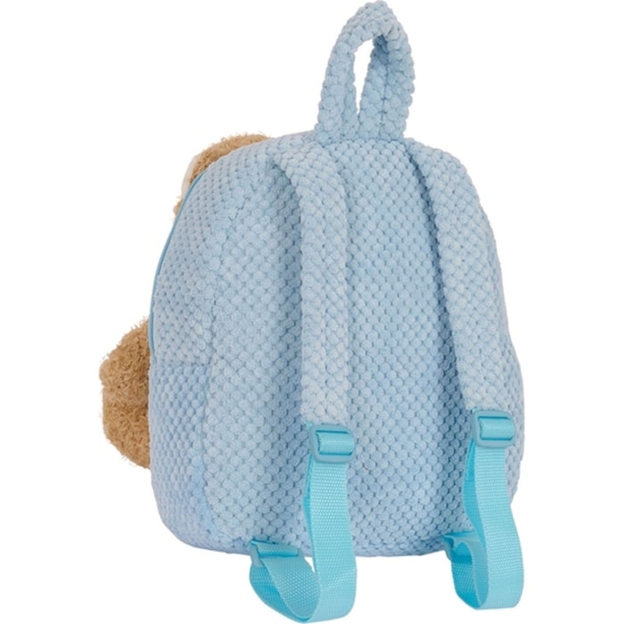 Mochila preescolar con osito safta azul pastel