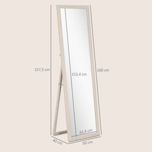 Miroir sur pied ou mural pleine longueur cadre effet travertin
