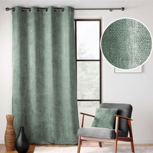 Rideau à œillets en velours chenille - Sauge