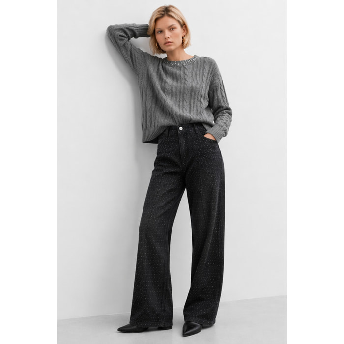 Kocca - Pantaloni in denim da donna a vita alta e gamba larga Donna