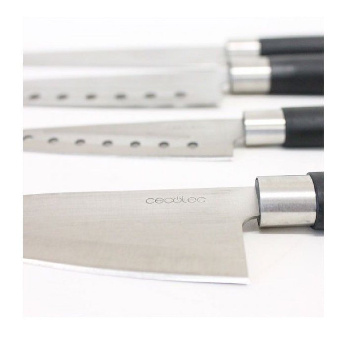 Cecotec Set de 4 couteaux japonais professionnels Santoku. Usage domestique avec