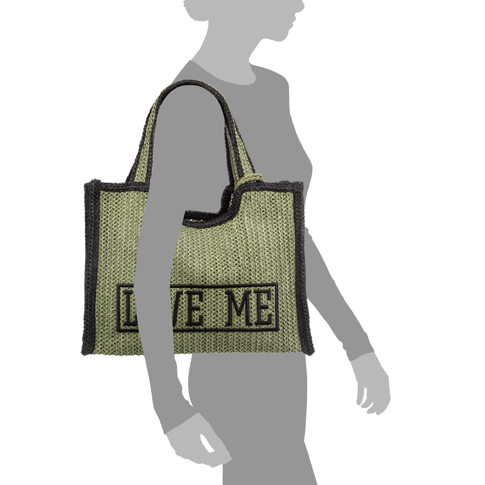Bergamasco Bolso shopper Mujer. Fabricado en paja trenzada diseño "Love Me".