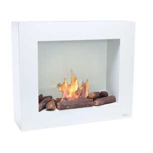 Chimenea de etanol en blanco con kit de leños BESTBIO PURLINE