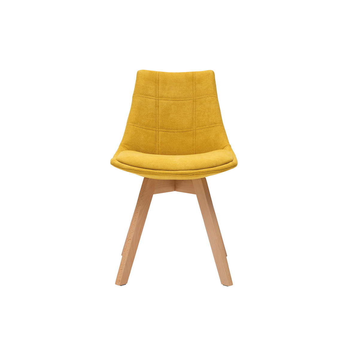 Chaises scandinaves en tissu effet velours jaune moutarde et bois clair (lot de 2) MATILDE