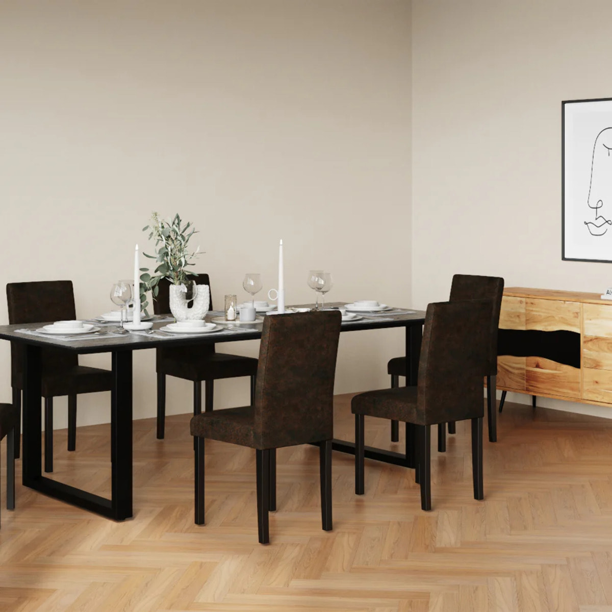 Table rectangulaire 10 personnes en bois de teck recyclé noir 240 cm - Adok