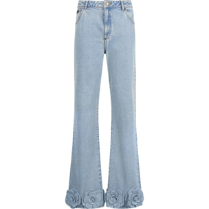 PHILIPP PLEIN Straight Cut Jeans Roses Strass