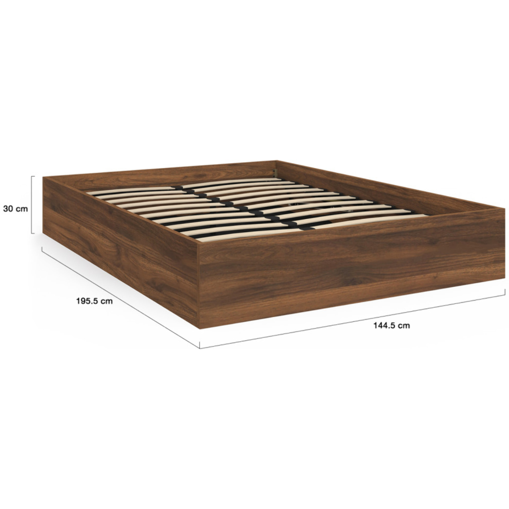 Lit coffre Malta 140x190cm effet bois noyer