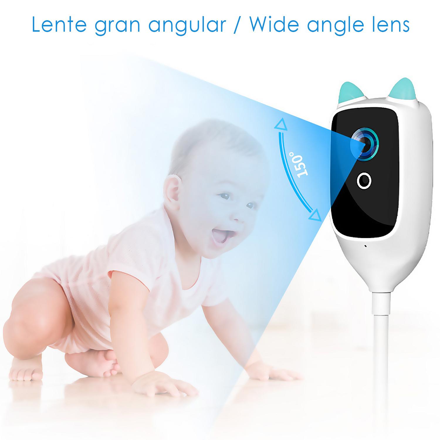 Telecamera per baby monitor Wi-Fi Full HD 1080P. Morsetto di tenuta. Slot per SD. Rilevamento del movimento, comunicazione bidirezionale.