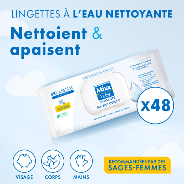 Lot de 18 - Mixa Bébé Lingettes Apaisantes Physiologiques x48