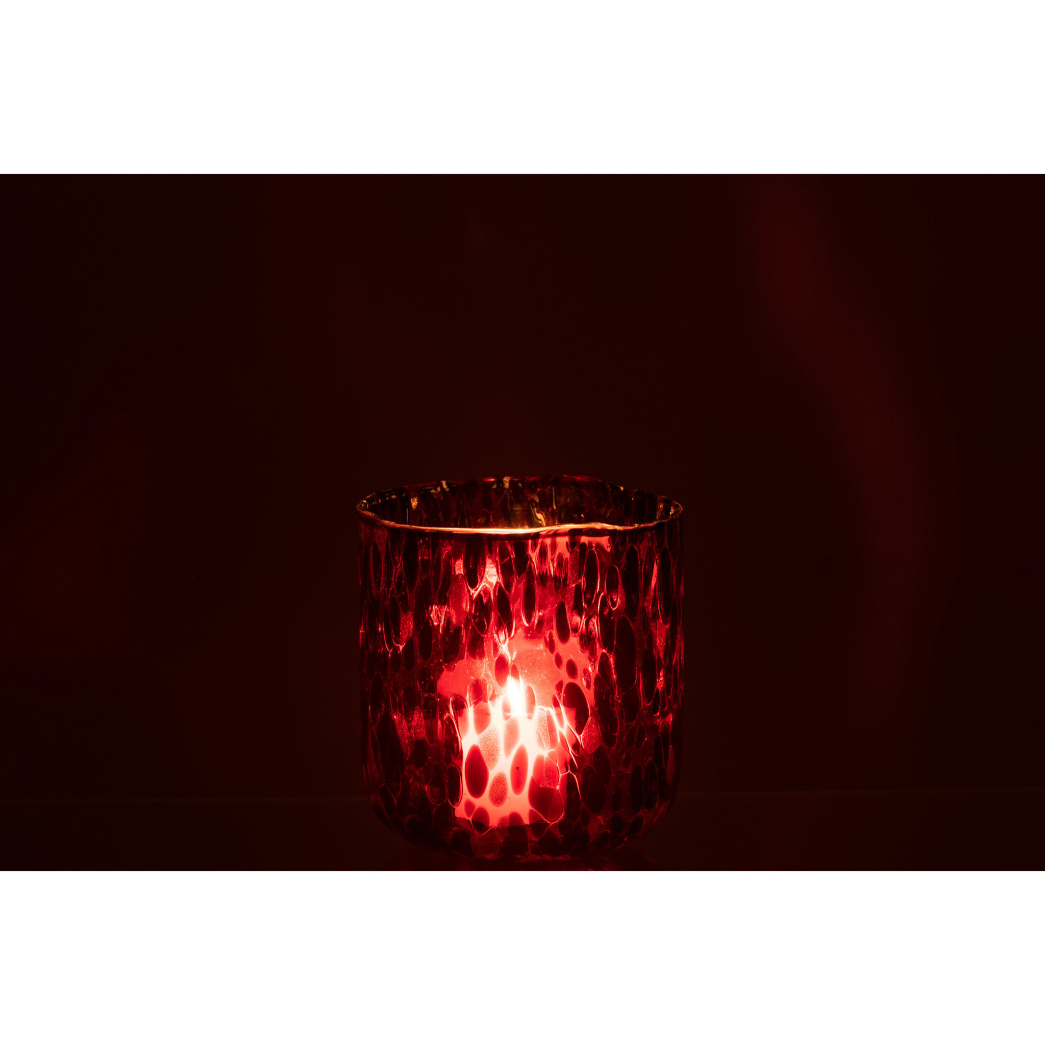 J-Line Photophore Verre Tache Rouge/Noir Medium