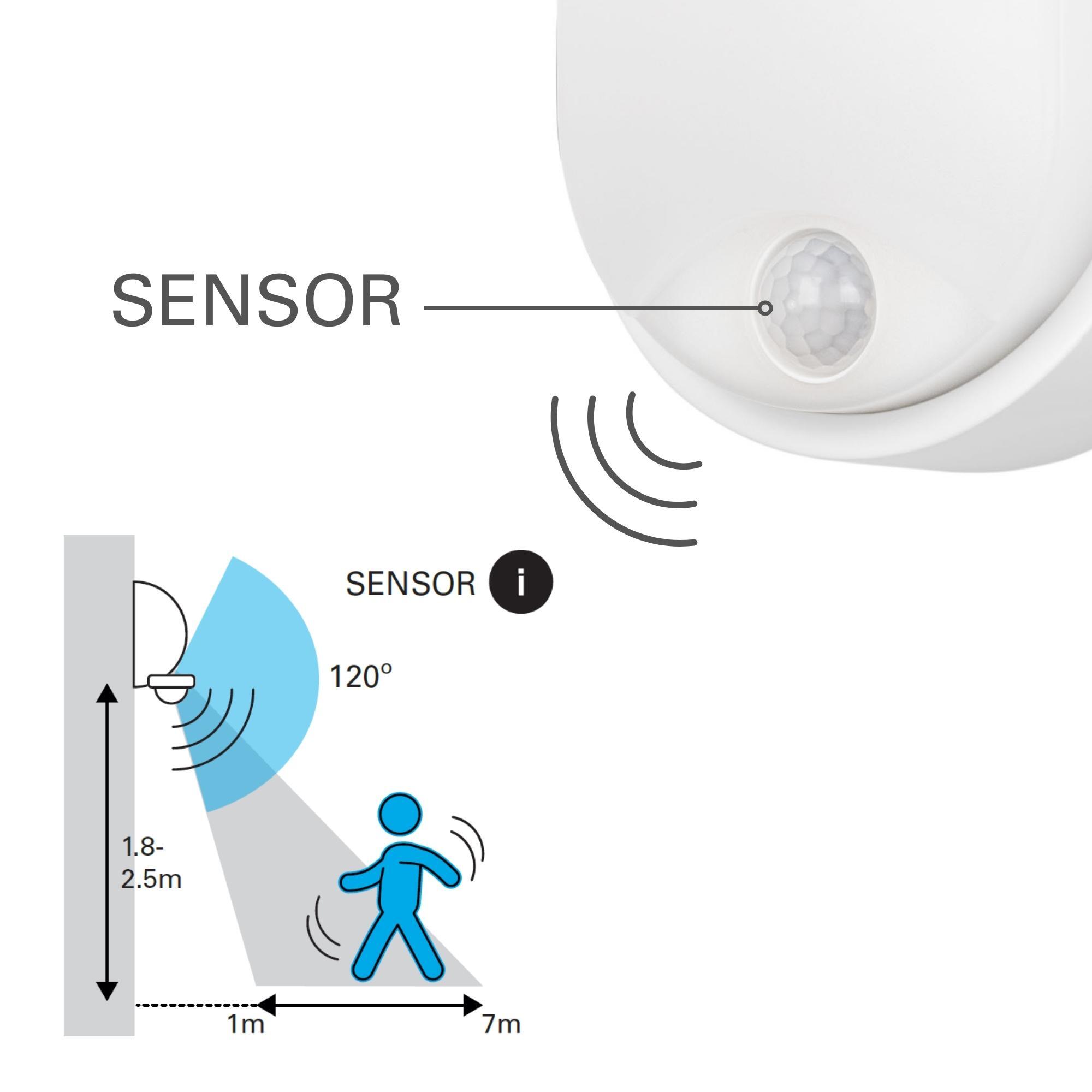 FORLIGHT Moo - Aplique de Pared Exterior LED IP54 Sensor Crepuscular de Movimiento Temperatura Regulable 3000-4000-6000K Blanco