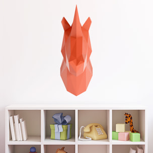 Stickers muraux 3D | Sticker Mural Autocollant effet origami 3D licorne rose - Stickers adhésifs 3D Chambre Salon Trompe l'oeil