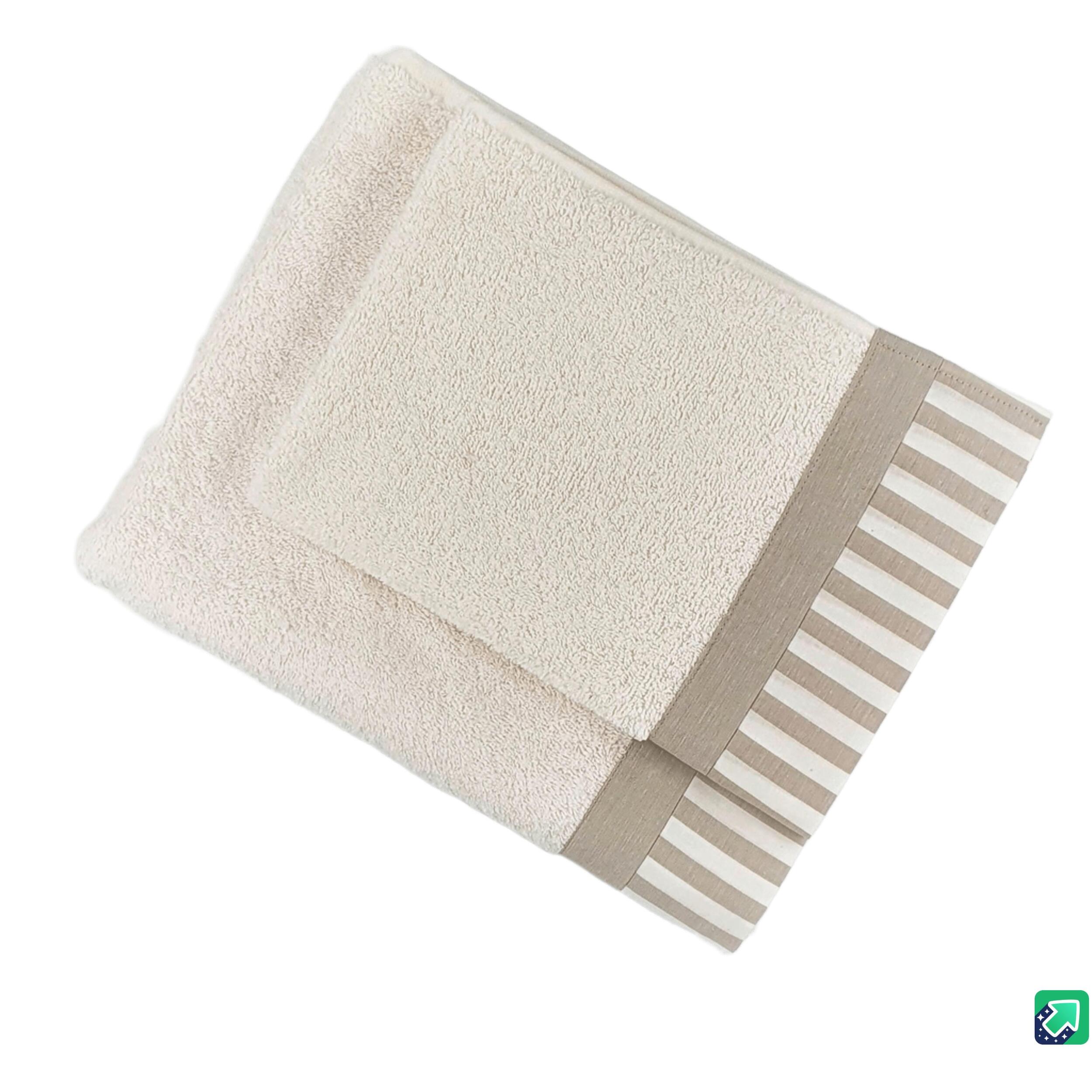 Set Spugna AMALFI 2 Pezzi: Viso+Ospite - Panna - 450 gr/m² - Puro Cotone
