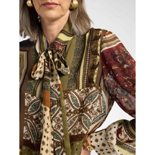 Elena Mirò - Camicia in georgette stampata - Verde militare
