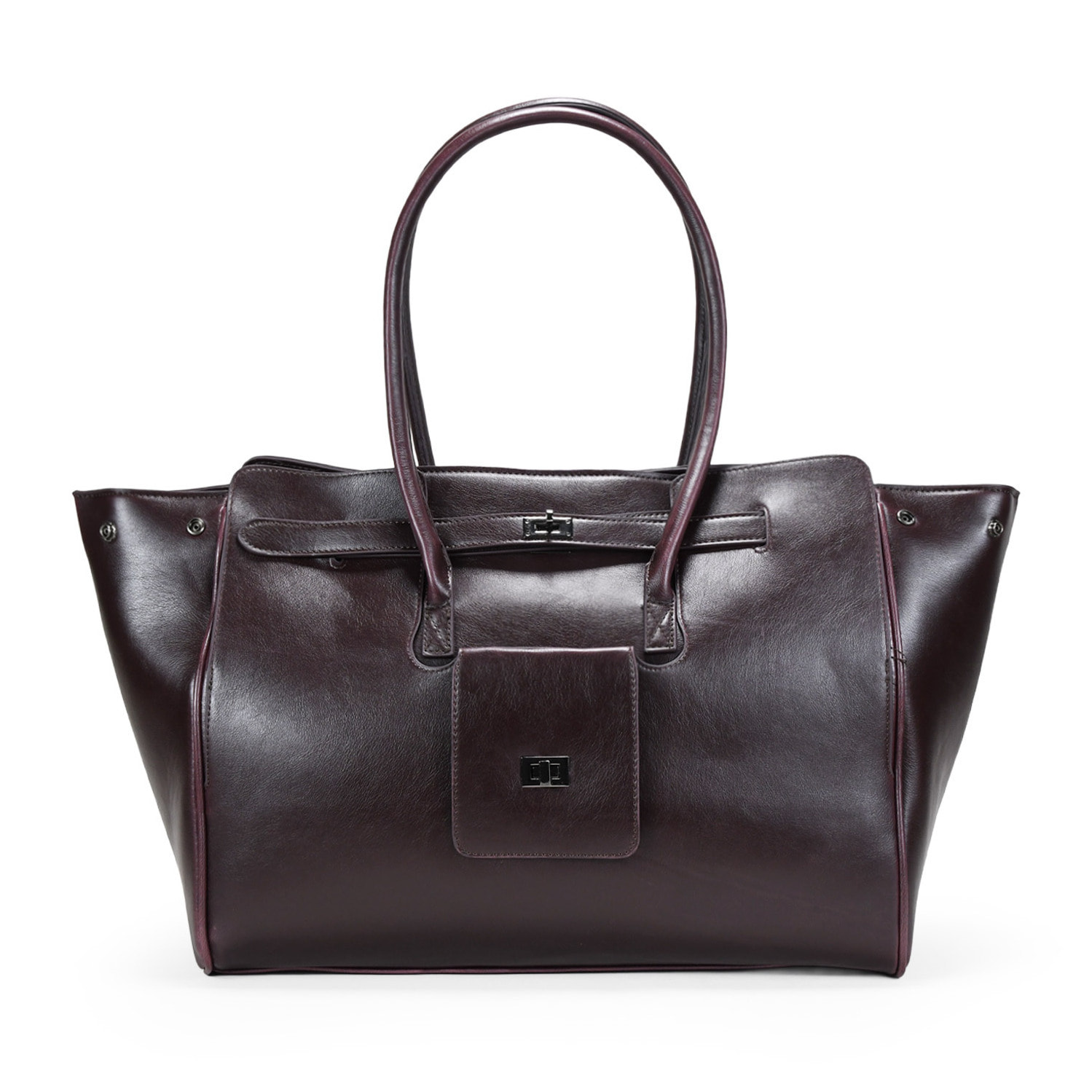 Bolso de hombro burdeos con cinturón y bolsillos