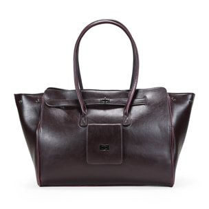 Bolso de hombro burdeos con cinturón y bolsillos