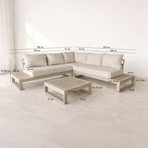 Salon de jardin 6 places en aluminiun et coussin en oléofine beige  RIVA BELLA