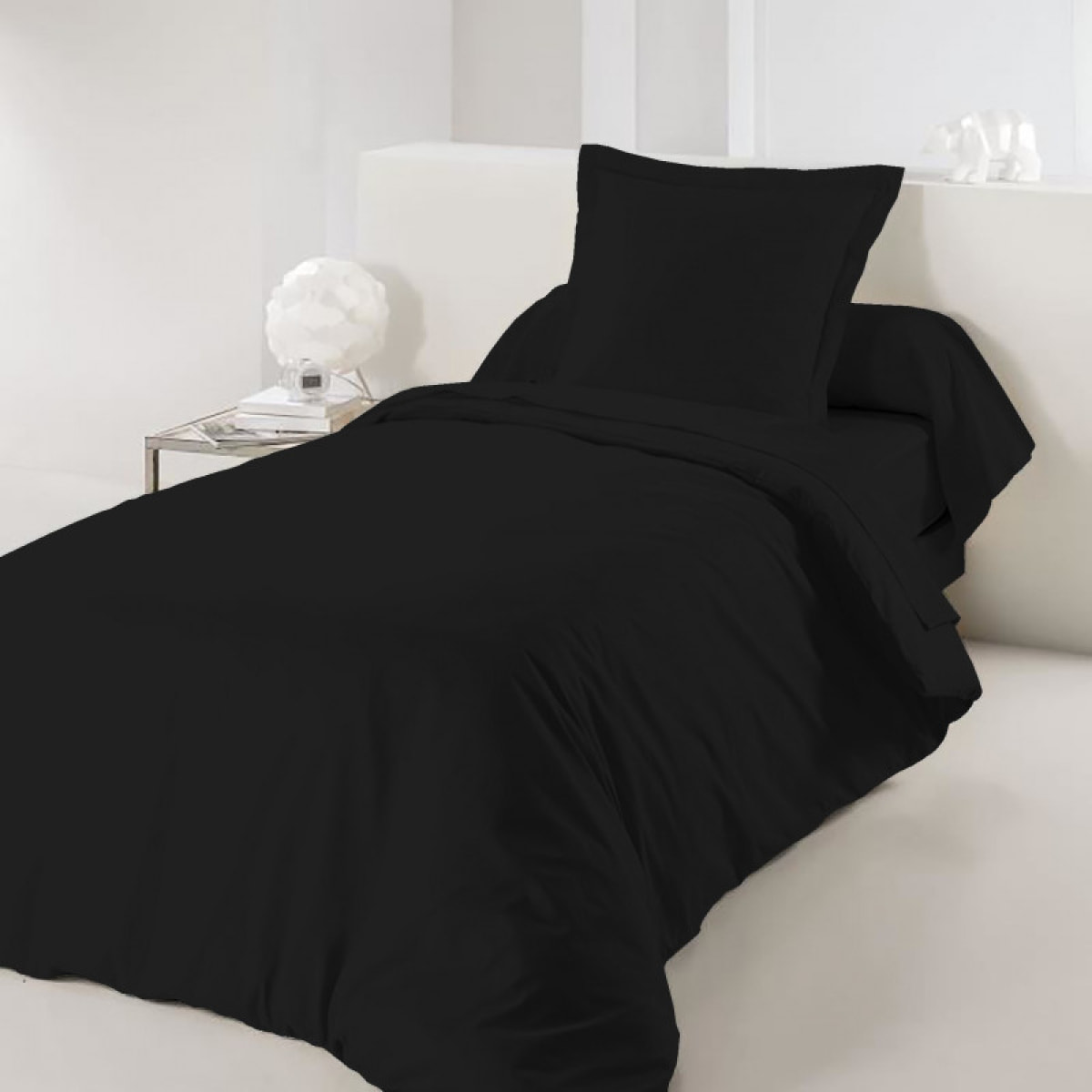 Housse de couette Noir / 100% Coton / 57 Fils/cm²