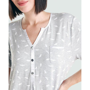 Camisón corto mujer plumas manga corta ligero