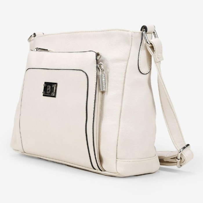 Bolso bandolera beige con bolsillo