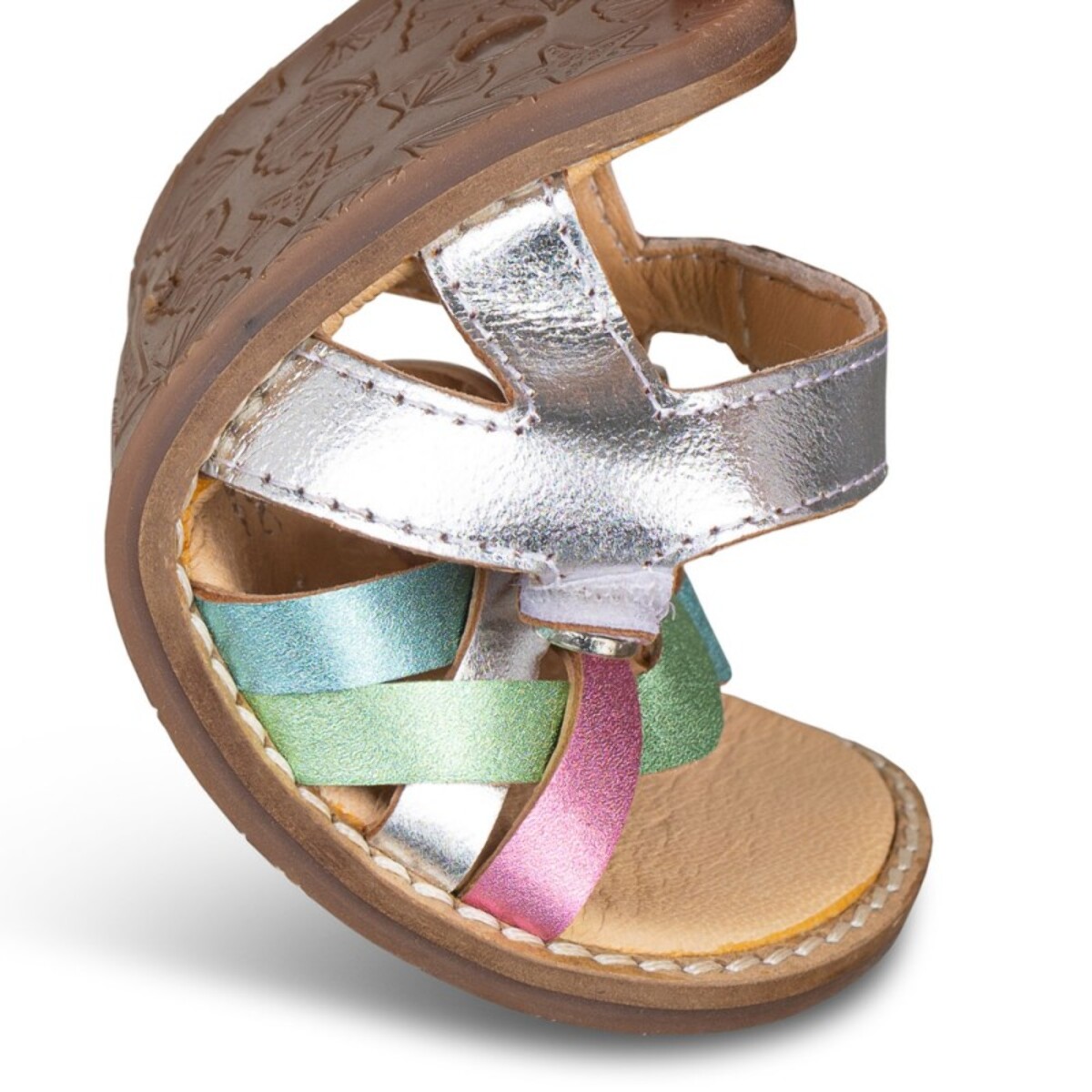 SANDALIA BAREFOOT PIEL CHETTO TRENZADA PLATA