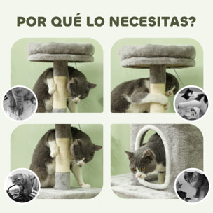 Árbol Rascador para Gatos 110 cm Árbol para Gatos Torre para Gatos con Nidos Cueva Plataforma Almohadilla de Rascado Bola Colgante Gris Claro