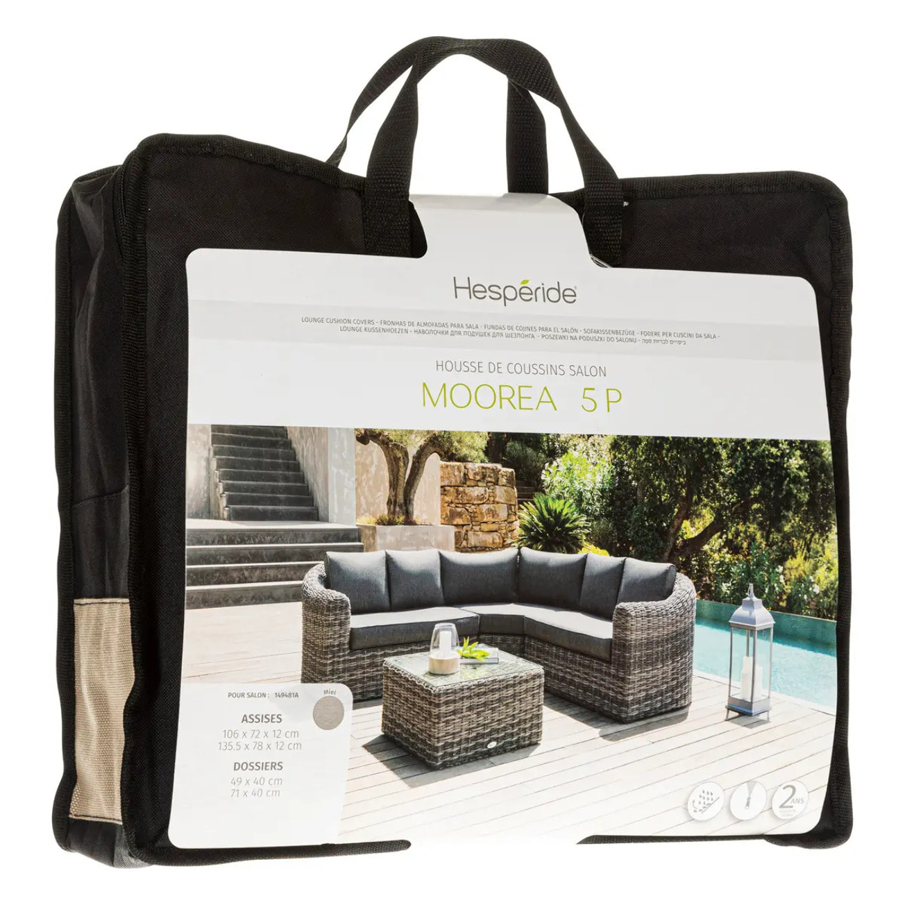 Housse de coussin pour salon "Mooréa" 5 places savana en polyester