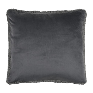 Coussin carré moelleux fausse fourrure - Gris