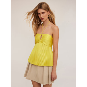 Motivi - Top plisado de satén - Amarillo