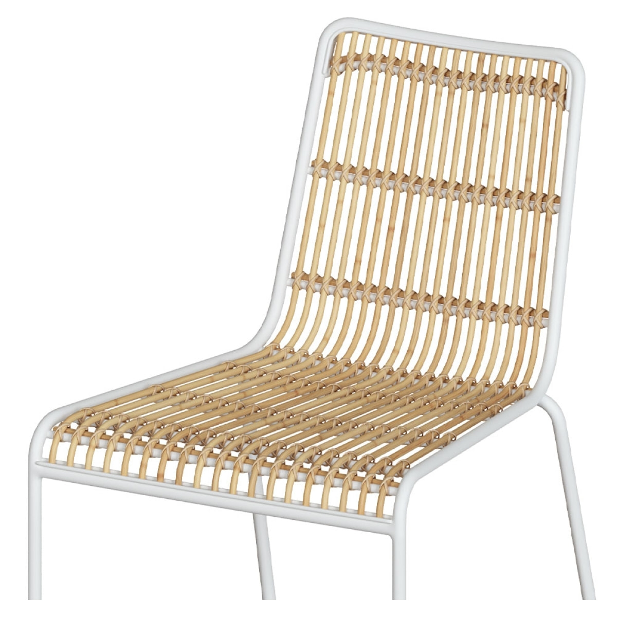 Chaise Jouve en rotin et métal blanc (lot de 2)