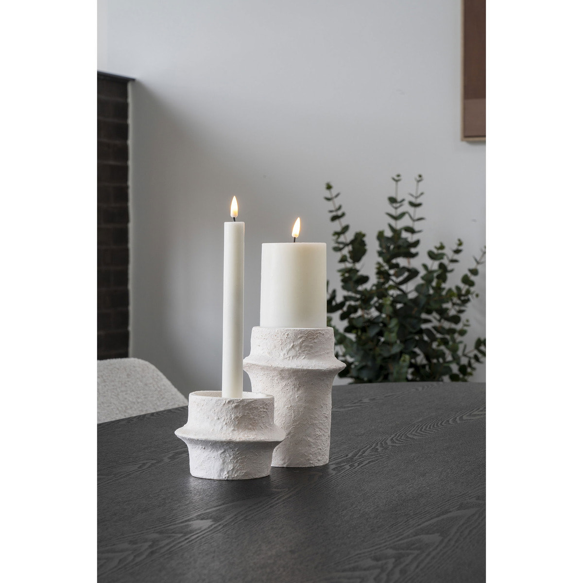 Set 2 portacandele in cemento bianco Vikasa Home