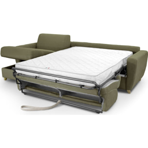 Canapé d'angle convertible express 5 places en velours côtelé - LEANDRO