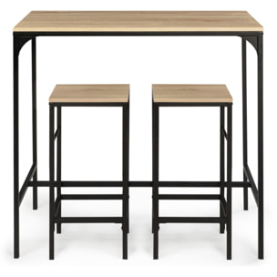 Table haute repas Memphis  95cm + 2 tabourets