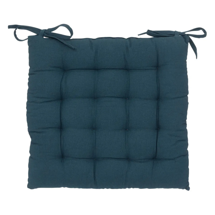 Galette de chaise "Anjali" en coton 38x38cm bleu égéen