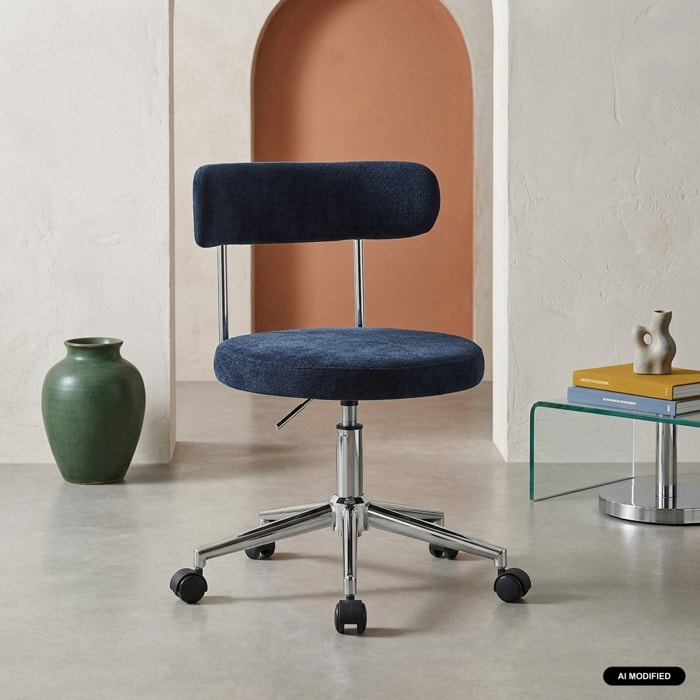 Chaise de bureau vintage à roulettes tissu ANGELA