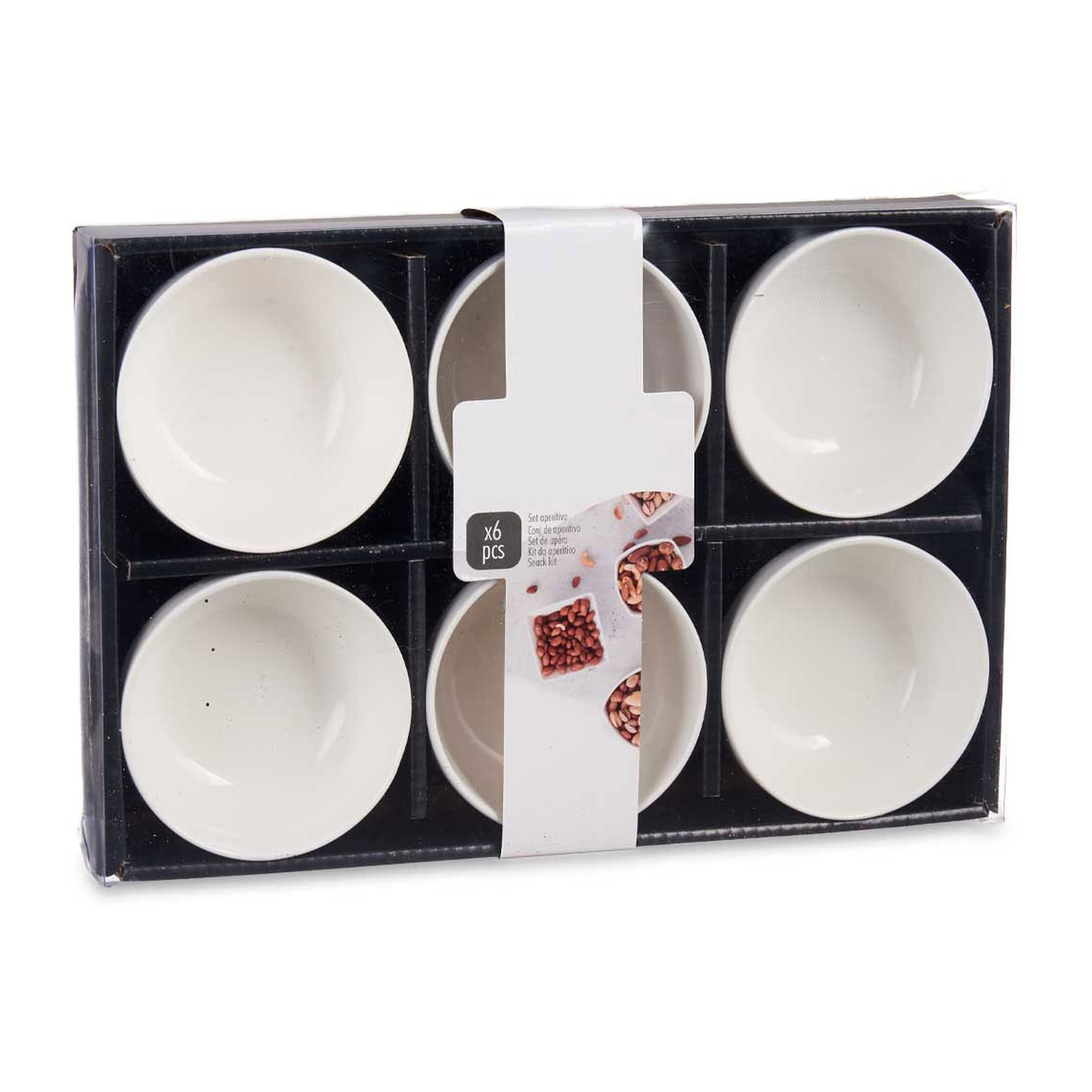 Set 6 cuencos porcelana blanca aperitivo colección vessia