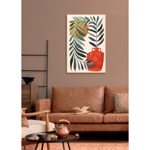 Cuadro Roman poliéster verde-terracota-dorado 91x61x4cm