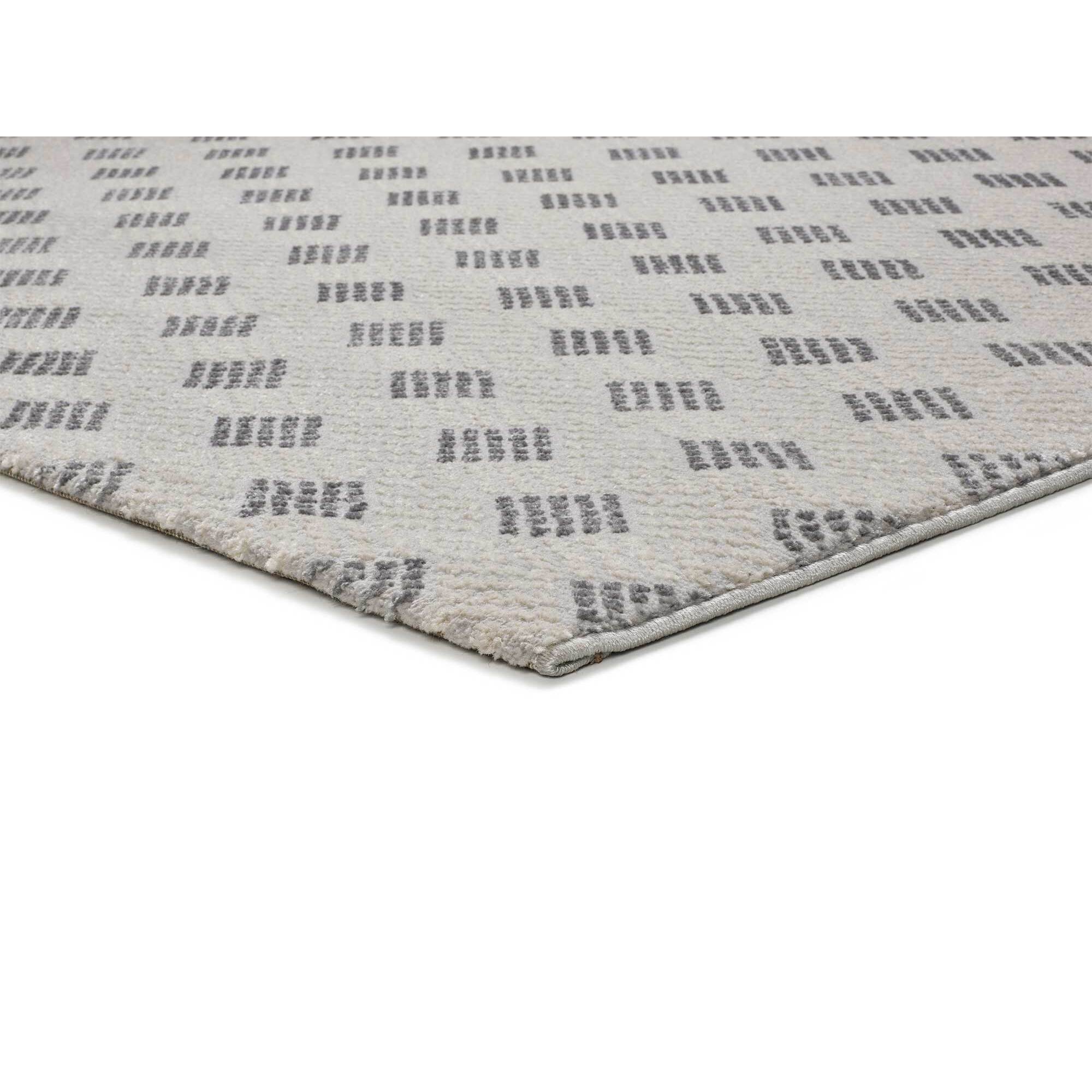 BARESA Alfombra geométrica con relieve en tonos crema y gris, varias medidas disponibles