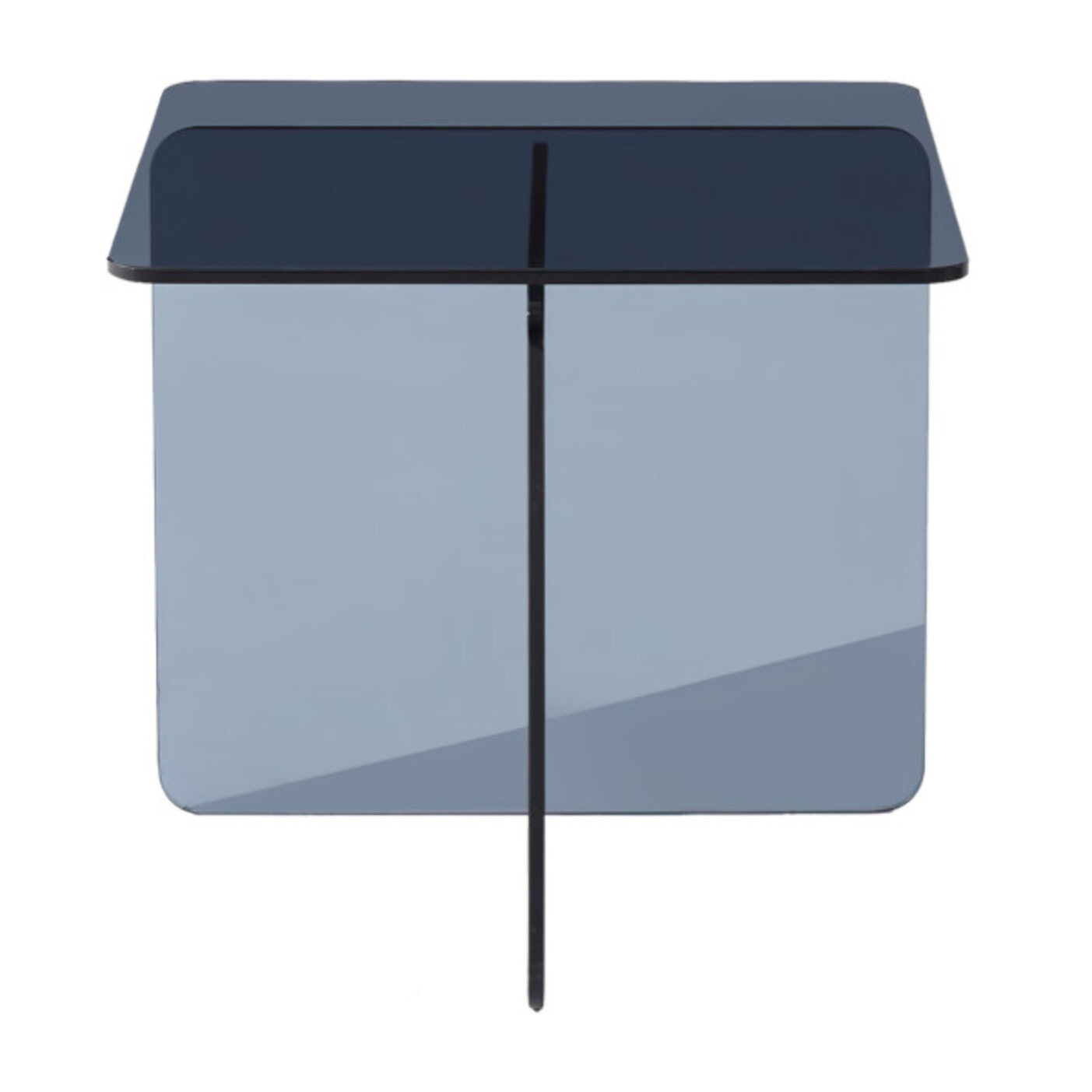 Table basse carrée en verre trempé teinté bleu - BENT