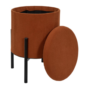 Lot de 4 Poufs - HOME DECO FACTORY - Jules - Rangement - Côtelé - Terracotta
