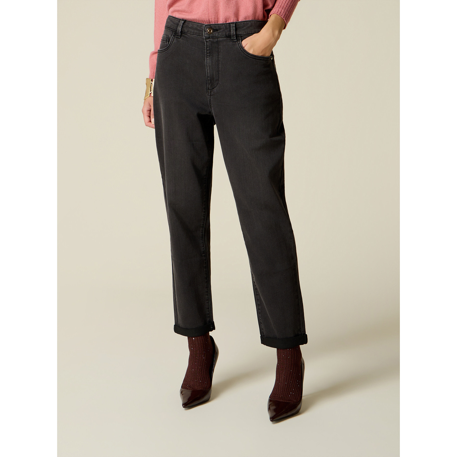 Oltre - Jeans boyslim negro washed - Negro