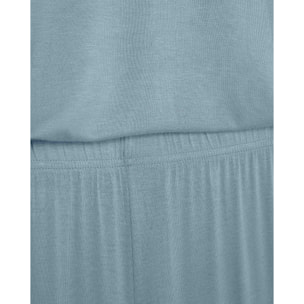 Pigiama lungo in viscosa azzurro Acqua