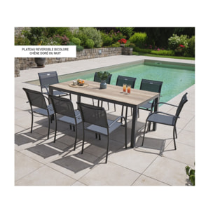 Ensemble table et fauteuils de jardin  - Chêne doré et Nuit - TIMOR