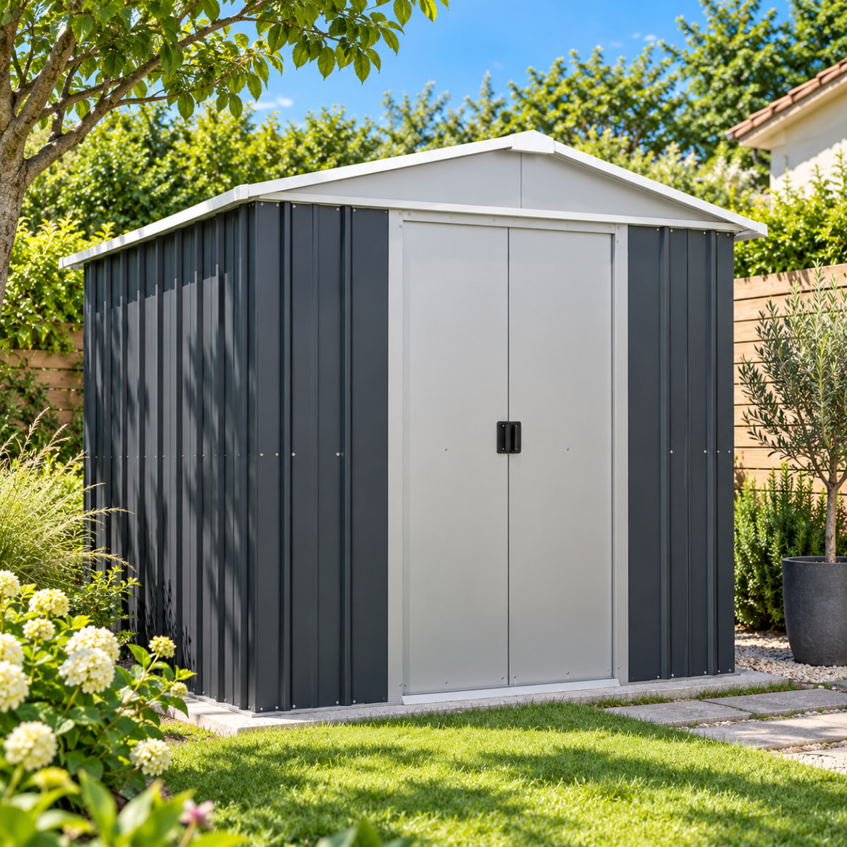 Abri de jardin métal anthracite Yardmaster 2,3 m² + kit d'ancrage