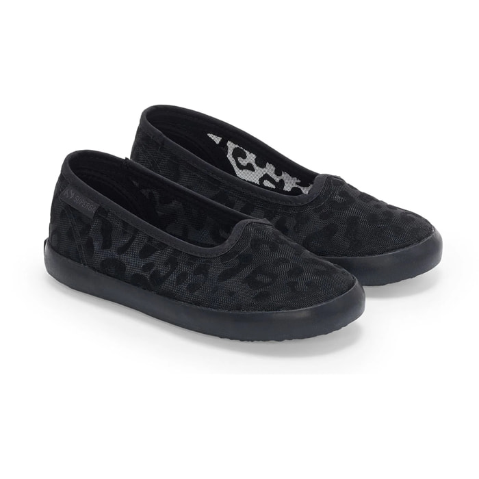 Superga - Bailarinas Niña Negro - 2441 KIDS BALLERINA NET LEOPARD