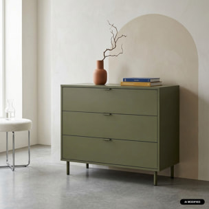Commode décor bois et métal 3 tiroirs ELLIE