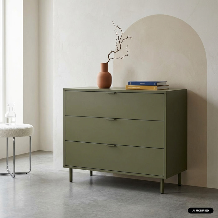 Commode décor bois et métal 3 tiroirs ELLIE