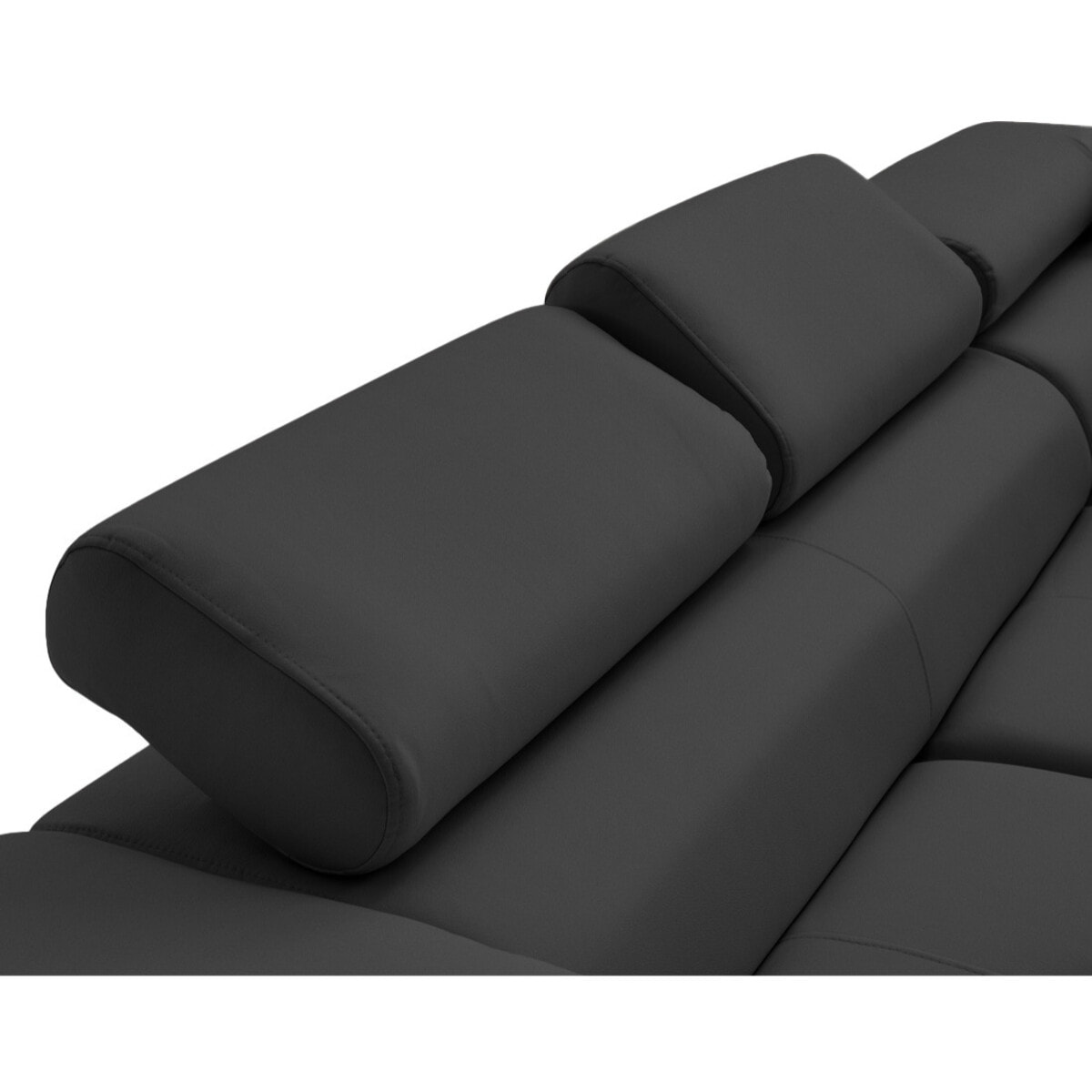 Zaria - canapé d'angle droit 5 places convertible avec coffre et têtières en simili - Gris Anthracite